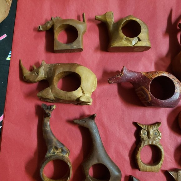 1980s Wood African Elephant + Rhino + multiple Animals From Kenya Africa Hand Ca - Picture 9 of 16